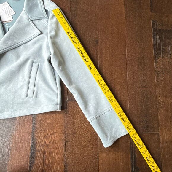 NWT Philosophy faux leather suede womens jacket blazer size medium baby blue - Picture 7 of 9